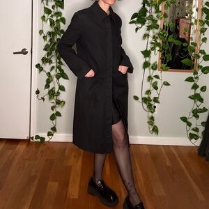 HENNES - 100% Cotton Lightweight Black Jacket Trench Coat - S/M